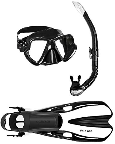 Mares Wahoo + Volo One - Set de esnórquel (tallas S/M, 35-38), color blanco y negro