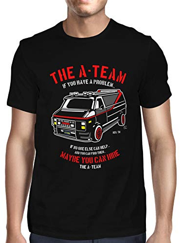 Fancy A Snuggle Mens The A-Team Retro Van T-Shirt Black X-Large