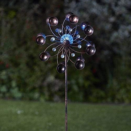 Garden Mile Solar Powered Wind Spinner Extra Large Wind Sculpture LED Solar Light Garden Decoration Multi Colour LED Light Kinetic Wind Spinner - Ground Stake Garden Ornament (Venti)