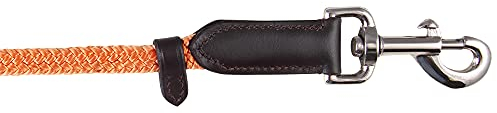 Pfiff 102936 Bodenarbeitsseil mit Lederklatsche, Sehr leichtes Nylon, Strick für Bodenarbeit, Orange, 600cm