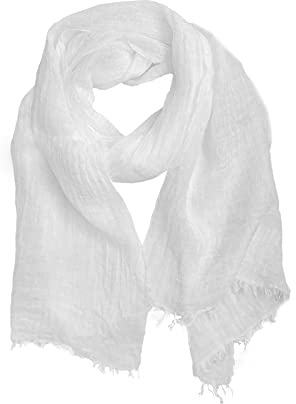 JOPHY & CO. Sciarpa 100% Lino Donna Uomo Leggera Elegante MADE IN ITALY (bianco)