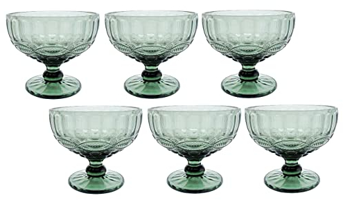 FRANCACOR PACK 6 UNIDADES VASO/COPA CRISTAL DIAMOND HELADO 280ML 12 X 10 CMS COLORES (VERDE GRISACEO)