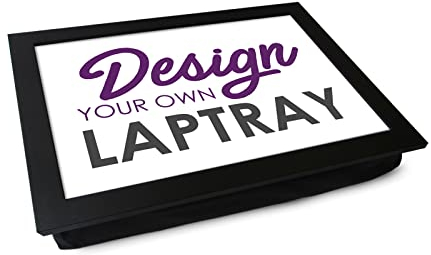 Design Your Own Extra Large Lap Tray. 49.8cm | Handmade Wooden Frame | Beanbag Cushioned Bottom | Computers, Laptops, Meals, Food, Crafting, TV, Dinner, Serving (Black)