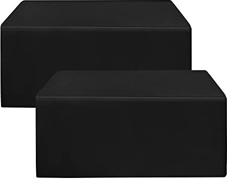 HolidayIdeas Fitted Black Tablecloths - 72 x 30 Inch - 2 Pack Rectangle Table Clothes for 6 Foot Tables, Polyester Fabric Table Cover for Trade Show, Craft Show, Parties, Birthday, Wedding