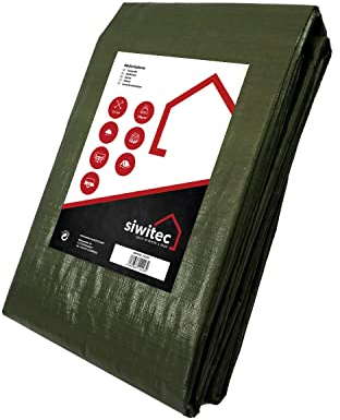 siwitec Abdeckplane 140 g/m², 2 x 3 m, Gewebeplane mit Ösen und verstärkten Ecken, wasserfeste Schutzplane in versch. Größen, Plane für Gartenmöbel, Holz und Boote, Holzplane