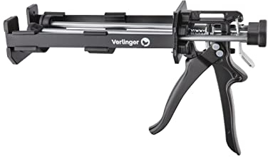 VERLINGER Pistola para Cartuchos 2K – Aplicador para Adhesivos Resinas Epoxi y Anclajes Químicos 200+200 ml, Relación de Empuje 26:1, Negro, para Reparación, Construcción y Taller