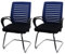 Mendler 2er-Set Konferenzstuhl HWC-K51AM, Besucherstuhl Freischwinger, 150kg belastbar Stoff/Textil - blau