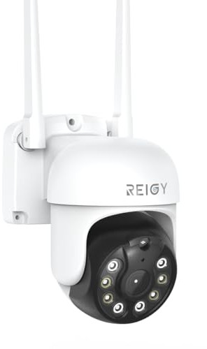 REIGY 5MP Telecamera IP WIFI Esterno 360 Gradi, PT Videocamera Sorveglianza da Esterno Impermeabile Super Night Vision Allarme APP Compatibile con iOS/Android