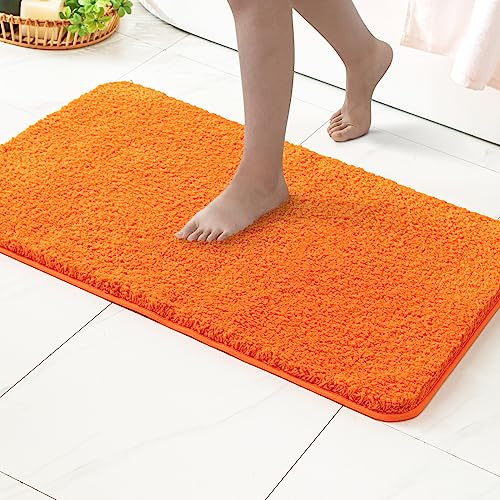 MIULEE Badematte Weiche Badteppich rutschfest Badvorleger Fußmatte Badzimmermatte Bettvorleger Flauschig Teppich Badezimmerteppich Duschmatte für Bade & Wohnzimmer Schlafzimmer 60x90 cm Orange