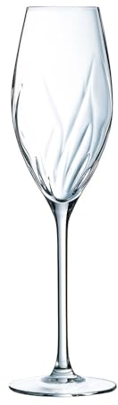 Cristal d'Arques Paris - Collection Swirly - 6 flûtes 24cl - Fabriquées en France - Emballage renforcé