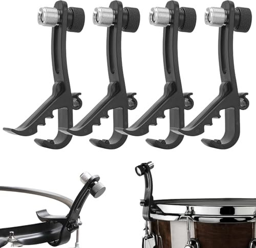 4 Pezzi Clip per Microfono per Batteria Supporto per Morsetto Antiurto Accessori per Strumenti Musicali in Plastica Regolabili Neri Hardware per Supporto per Microfono