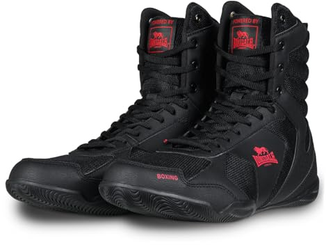 Lonsdale Heskin, Scarpe da Boxe, Unisex, Nero/Rosso, 45 EU, Nero/Rosso, 45 EU