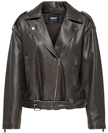 ONLY Faux Leather Biker Onlcole-Scarpe da Motociclista in Finta Pelle, Colore: Otw, Guarnizione Marrone, x_l Donna