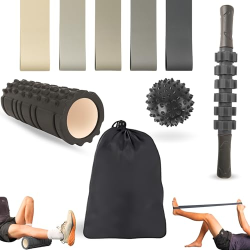 EUREKA BODIFY Rullo massaggio muscolare - Foam roller - Allevia il mal di schiena, le gambe e le fascite plantare - fasce elastiche - Yoga e Pilates - Rulo massaggio muscolare (Nero)