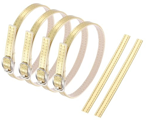 QUARKZMAN correas de tobillo de repuesto para tacones 2 pares oro brillante | correas desmontables para zapatos de cuero PU