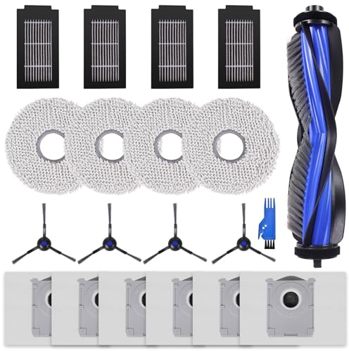 VIEWALL T50 Accessori per ECOVACS DEEBOT T50 Omni/T50 Omni Gen2/ T50 PRO OMNI/T50 PRO Omni Gen2 Aspirapolvere,1 Spazzola Principale,4 Spazzole Laterali,4 Filtri HEPA,6 Sacchetti per Polvere