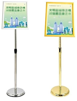 A3/A4 Affischställ Meny Golvställ Aluminium Snäpp-/Ram Menyhållare Display med Justerbar Höjd, Golvskylthållare med Robust Bas för Reklam (Färg: Guld, Storlek: A4)