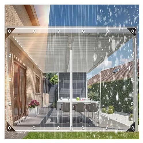 450gsm 0.35MM Transparent PVC Tarpaulin with Zipper and Grommets Clear Tarps Tent Garage Door Waterproof Curtain(Black Side,H1m x W5m)