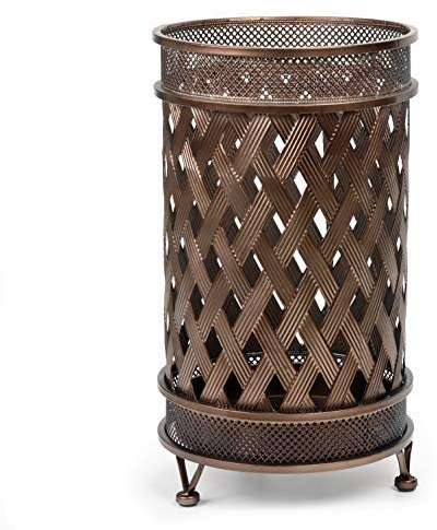 Dualplex Super Quality Umbrella Stand, Umbrella Holder, Antique Look Metal Entry Hallway Décor, Round Style w/Removable Drip Tray. Home Office Decoration Rack Holds Umbrellas Canes Walking Sticks