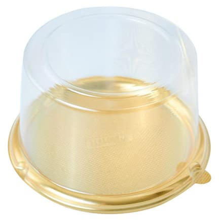 30 Sets Cake Box - 5-1/4 Inch in Diameter X 3-1/4 Inch in Height Clear Plastic Dome Carrier - Single Cake Container - Single Room Cupcake Carrier Box (Gold)