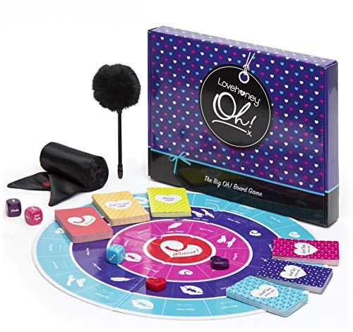 Lovehoney Oh! Adult Board Game for Couples with Blindfold, Cards & Tickler | Two Player Board Game, Silky Blindfold Doubles Up as a Restraint for Bondage Fun, 3 Levels to Complete, Perfect for Gifting