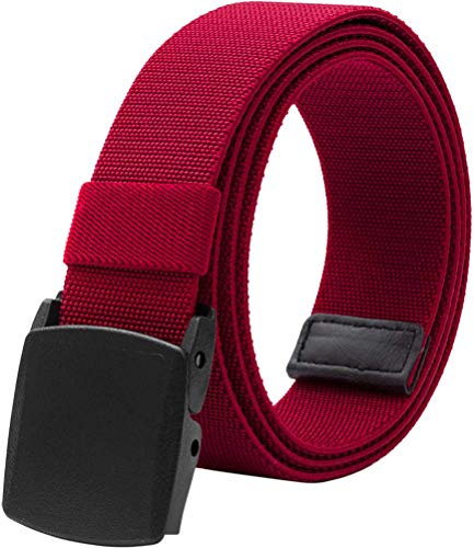 LionVII Cinture Elastiche da Uomo in Nylon Tessuto con Fibbia in Plastica 130cm (Rosso)