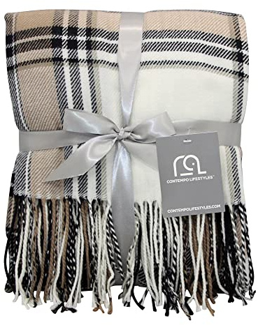 Blankets - Decorative Classic Blanket - Buffalo Plaid Throw Blanket - Comfortable and Ultra-Soft - Lightweight & Indoor Outdoor Blanket - Ideal for Living Room, Couch, Travelling Good for All Seasons