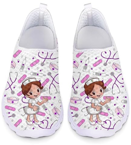 chaqlin Scarpe da ginnastica da corsa per donne e uomini, casual, sport, passeggiate, palestra, senza lacci, da corsa, mocassini traspiranti, Bianco Infermiera Medico, 39 EU