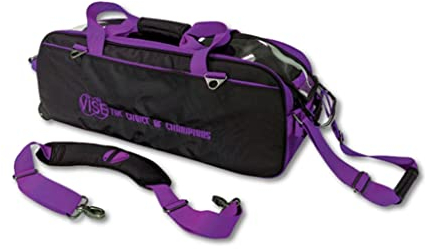 VISE Clear Top Bowlingtasche mit 3 Bällen, Schwarz/Violett