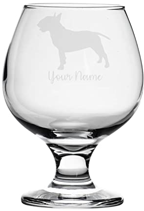 Personalised Bull Terrier Engraved Brandy Snifter Glass, Dog Gift for Women, Gift for Men