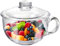 Glass Cereal Bowl Glass Soup Bowl with Handle, Clear Small Bowls with Glass Lid Oatmeal Breakfast Bowls Microwave Safe Glassware Yogurt Bowl for Dessert Pasta Rice,550ml
