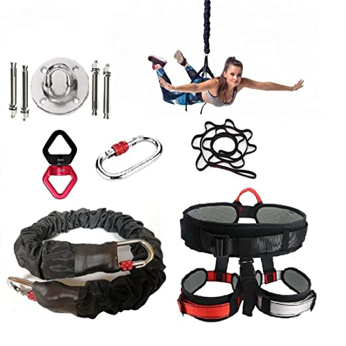 MADHEHAO Suspension Trainer Schlingentrainer Sling Trainer für EIN Ganzkörpertraining Heavy Bungee Resistance Band Set Gravity Yoga Bungee Cord Resistance Belt Set 4D Bungee Dance Rope (65Kg)