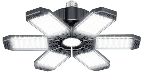 XINGHUANLIT LED Garage Light - 200W 20000LM Garage Lights Ceiling LED, 6500K Shop Lights Screw in E26/E27 Bulb Socket with 6 Deformable Panels, Lighting for Workshop Basement Barn