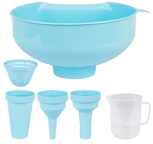 SSYR&P Imbuto a bocca larga, imbuto multifunzionale 4 in 1 con filtro rimovibile, plastica per alimenti, lavabile in lavastoviglie, per Riempire Vasi Mason a Bocca Larga e Regolare,blu