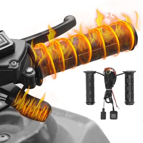 BONJUME Heizgriffe Motorrad Overgrips, 1 Paar 12V ATV Motorrad Heizgriffe mit 3 Stufen Temperatureinstellung, 12,6cm(L) x 2,2cm (Ø)