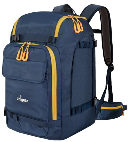 Unigear Ski Boot Bag, 70L Ski Boot Travel Backpack for Ski Helmet, Goggles, Gloves, Skis, Snowboard & Accessories（Blue）