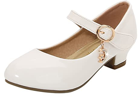 Scarpe da principessa bambina con tacco alto, Mary Jane Party Pumps, singole per bambini, ballo in pelle,