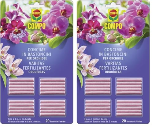 COMPO, Concime in Bastoncini per Orchidee, 20 Bastoncini, 180 g (Confezione da 2)