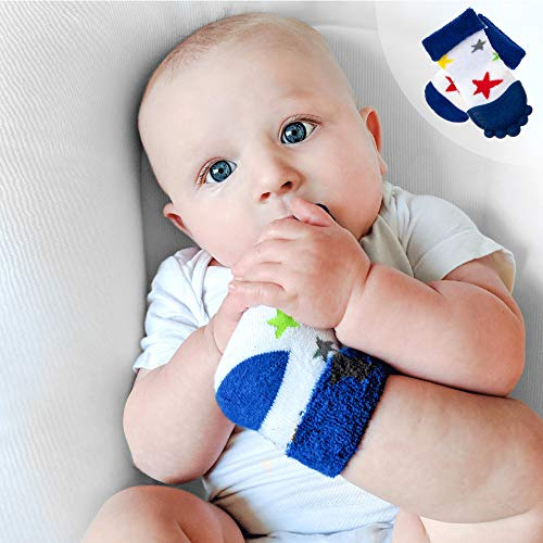 Nuby Soothing Teether Sock, Blue Stars, 5