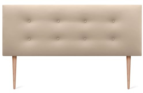 DHOME Testiera in Similpelle o Tessuto AQUALINE Pro con 2 file di Bottoni e Gambe Testiera Imbottita per Letto di Lusso (160x105cm con gambe (Letti 150/160), Similpelle Beige)