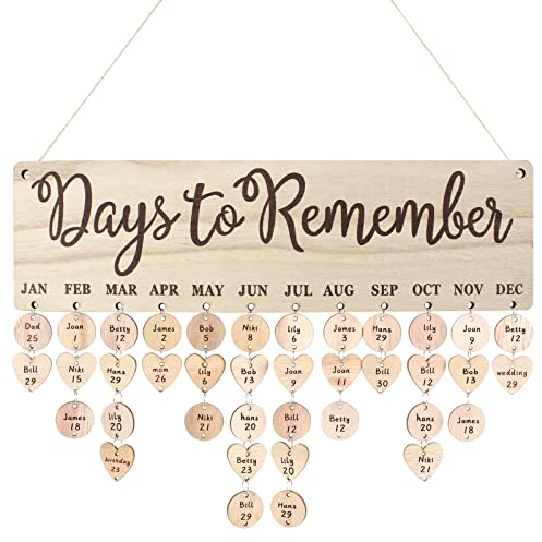 Aupawdy Kalender 2025 Wandkalender Familienplaner 2025 Hölzerne Kalender Geburtstagskalender Jahresunabhängig zum Selbstgestalten Erinnerung Holz für Zuhause Büro Dekoration
