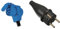 as - Schwabe Camping CEE-Winkelkupplung Caravan - Blau & Gummi-Stecker Schutzkontaktstecker mit doppeltem Schutzkontakt, Leitungen bis max. 1,5mm², 230V, 16A, IP44, Schwarz, 60411