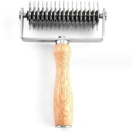 1 coltello a rullo in acciaio inox, coltello da cucina, coltello per pizza, coltello da pasticceria con manico in legno, tagliapasta