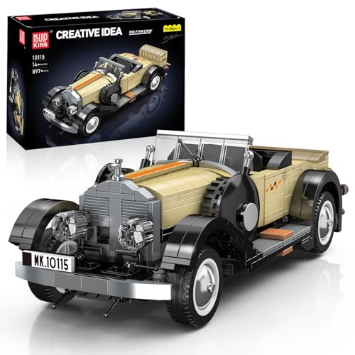 Mould King 10115 MOC Technik Oldtimer Bausatz Cabriolet Technologie Klemmbausteine Bausatz Hochwertiges Sammler-Auto für Erwachsene (897+ Bausteine Designer Firas Munir Abu-Jaber