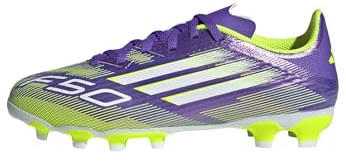 adidas Unisex niños F50 League Multi Ground Football Boots Kids, Purple Rush/FTWR White/Lucid Lemon, 38 EU