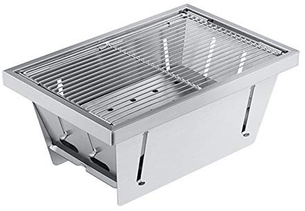 Mini parrilla portátil de acero inoxidable para barbacoa de carbón vegetal para acampar al aire libre y picnic