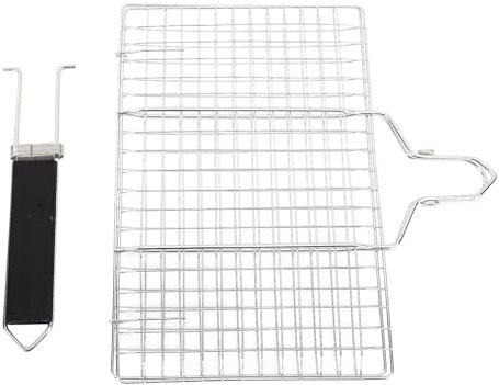 Griglia per Pesce in Acciaio Inossidabile 304, Cestello per Griglia Pieghevole con Clip per Pesce a Griglia Quadrata per Verdure, Frutti di Mare