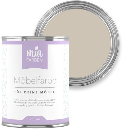 miafarben Möbelfarbe für Holz 750ml, Kreidefarbe, Möbellack ohne schleifen, Kreidelack (Feine Mandelcreme)