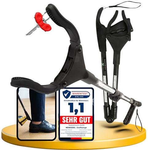 Greifzange für Senioren [80 cm] faltbarer Greifer zum aufheben | Reacher aus Aluminium | Müllzange 360° Drehkopf Magnet | Schuhlöffel lang | Schuhanzieher für Damen Herren | rutschfeste Silikongreifer