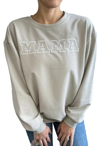 TAIUICY Women Waffle Knit Mama With Zippers Breastfeeding Sweatshirt Mama Embroidered Zip Nursing Pullover Tops(M,Silver Grey)